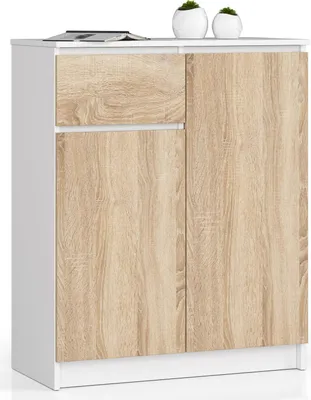 Immagine prodotto di Akord Mobile 2 Ante 1 Cassetto Bianco/Rovere Sonoma 80X40X99 Cm