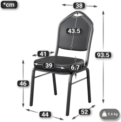 Produktbild von 2er-Set ALEXA | Bistrostuhl | Schwarz | Leder | Bankettstühle Stapelbar, Saalstühle, Konferenzstuhl