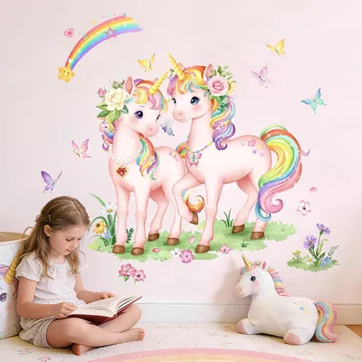 Produktbild von Wandaufkleber, Regenbogen Einhorn, Vinyl, für Kinderzimmer