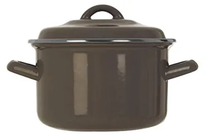 Ovenschaal mit Deckel, 2 Liter, emailliert, 16x16x11 cm, grau
