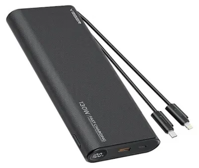 Obrázok produktu pre VEGER Powerbank 25 000 mAh s integrovaným káblom Type C / Lightning PD 130W TCE130 (W2503) čierna