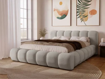 Produktbild von GrainGold Polsterbett Doria 140x200 - Bett 140x200, Polsterbett mit Bettkasten und Lattenrost - Hellgrau (Komodo 7383)