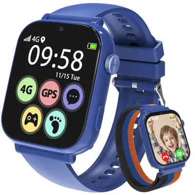 Immagine prodotto di Smartwatch 4G per bambini con GPS e funzione di chiamata e videochiamata, con SIM Nano 4G e GPS – Smartwatch per bambini, colore blu