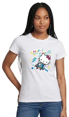 Produktbild von Spreadshirt Hello Kitty 90er Stil Mit Rollschuhen Frauen T-Shirt, S, Weiß
