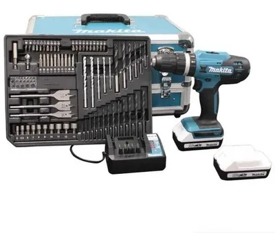 Image de Makita HP488D008 : perceuse-visseuse à percussion, batterie 18V, avec 70 accessoires