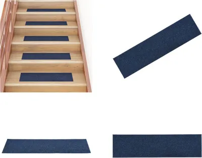 Zdjęcie produktu dla vidaXL Samoprzylepne maty na schody 15 szt. Prostokątne 76x20 cm Niebieskie - Maty na schody - Maty na schody - Dywaniki na schody - Dekoracje na schody