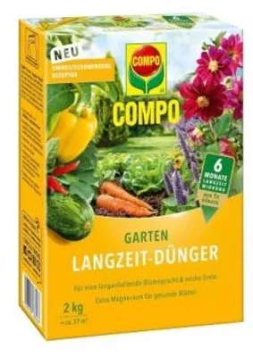 Produktbild von COMPO Garten Langzeit-Dünger für Gartenpflanzen, 6 Monate Langzeitwirkung, 2 kg, 37 m², 26050