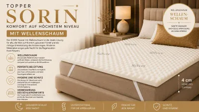 Productafbeelding van Kaiser matras topper van geprofileerd schuim, 4 cm, 140x200 cm, SORIN