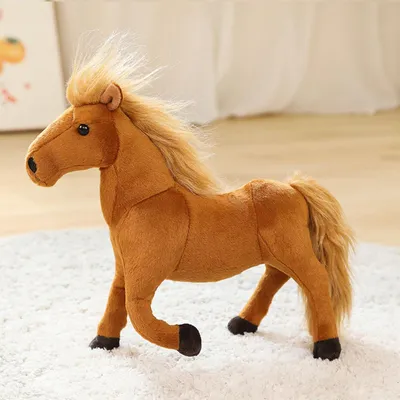 Productafbeelding van Pluche paard, 32 cm, donkerbruin, staand, knuffeldiertje