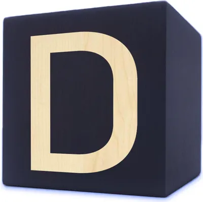 Zdjęcie produktu dla Drewniana kostka na litery, 5 x 5 cm, czarna, litera D