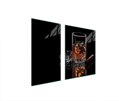 Produktbild von Herdabdeckplatten 2 teilig 90x52 Glaskeramikkochfeld Abdeckung Glas Schneidebrett Getränk Schwarz