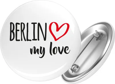 Produktbild von Huuraa Button Berlin my love 59mm rund mit Sicherheitsnadel Ansteckbutton Geschenkidee