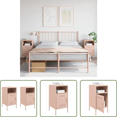 Produktbild von The Living Store Nachttische 2 Stk. Rosa 36x39x68 cm Kaltgewalzter Stahl