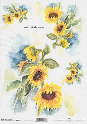 Immagine prodotto di ITD carta di riso carta per decoupage carta morbida, R0913 girasoli