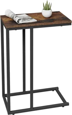 Produktbild von WOLTU Beistelltisch Kaffeetisch Nachttisch, Gestell aus Metall, Tischplatte aus Holz : Rustikales Braun Farbe: Rustikales Braun