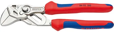 Zdjęcie produktu dla Knipex 86 05 180, Szczypce antypoślizgowe, 3,5 cm, Stal chromowo-wanadowa, Plastik, Niebieski, Czerwony, 180 mm