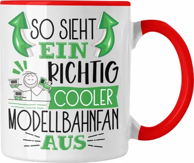 Produktbild von Trendation - Modellbahnfan Tasse So Sieht Ein Richtig Cooler Modellbahnfan Aus Geschenk Lustiger Spruch Geschenkidee (Rot)