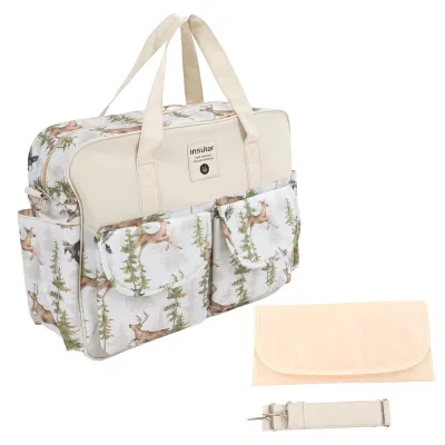 Produktbild von Multifunktionale Babytasche für Jungen und Mädchen mit vielen Taschen, Reise-Wickeltasche für Mama und Papa, Forest Elk