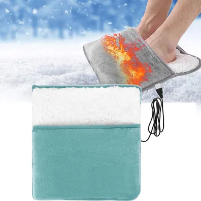 Immagine prodotto di Scaldapiedi USB riscaldato per l'inverno - Cuscinetto riscaldante per i piedi - Comodo cuscino elettrico per i piedi, verde