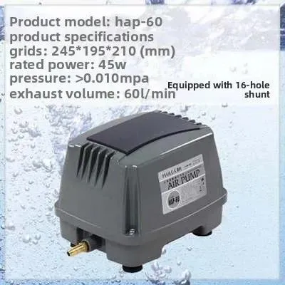 Zdjęcie produktu dla Pompa powietrza do akwarium HAP60 - dmuchawa do stawów i kompresor do zbiorników septycznych - pompa membranowa o mocy 45 W - złącze do węża o średnicy 0,5 cm - napięcie 220–240 V