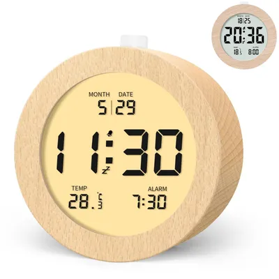 Produktbild von MODFU Wecker, Holz-Digitalwecker, Minimalistisches Design, LED-Anzeige, Wecker mit Temperaturanzeige, Tischuhr, Modern & Stilvoll