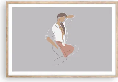 Produktbild von Gerahmtes Poster - Rahmen in heller Eiche - Frau Grafik Modern - 91,5x61 cm - Wand Bild - Wanddeko - Wandbilder - Wandposter - Bilderrahmen - Bilder - Kunstdruck - Wandbild - P2NAA91x61-4266