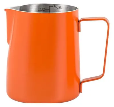 Milchaufschäumkännchen 350 ml, Edelstahl, Messskala, orange