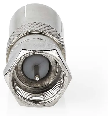 Produktbild von Nedis Satelliten- und Antennenadapter - F Stecker - IEC (Coax) Buchse - Vernickelt - 75 Ohm - Gerade - Metall - Silber - 1 Stück - Box