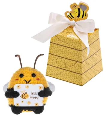 Handgehäkeltes Bienen-Geschenkset mit Motivationskarte & Box