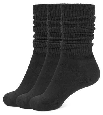 Obrázok produktu pre Slouch – dámske ponožky, 3 páry, kolienkové, zateplovače nôh, bavlna, veľkosť 35-42, čierna