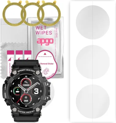 Produktbild von apgo 3 Stück Schutzfolie, klar, kompatibel mit Manta SWT03BP Smartwatch, Hydrogel Displayschutzfolie mit Positionierhilfe, Displayfolie, robust und kratzfest