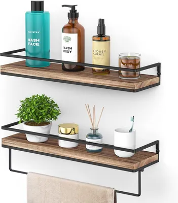 Produktbild von Wandregale 42 cm, 2er-Set, Holz und Metall, schwarz, für Wohnzimmer