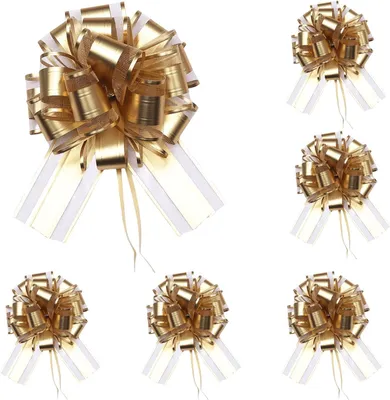 Imagen del producto de Set de cintas decorativas para regalos, con 6 cintas doradas grandes, ideales para envoltorios de regalos