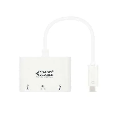 Produktbild von Nanocable 10.16.4302, USB 3.2 Gen 1 (3.1 Gen 1) Type-C, Weiß, HDMI, USB 3.2 Gen 1 (3.1 Gen 1) Type-A, USB 3.2 Gen 1 (3.1 Gen 1) Type-C, USB, 1 Stück(e), 120 mm