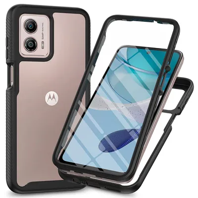 Immagine prodotto di Custodia per Motorola Moto G53, paraurti con protezione dello schermo a 360° integrata, custodia protettiva per tutto il corpo, nero