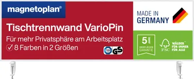 Produktbild von Magnetoplan Tischtrennwand VarioPin - 160x50cm - doppelseitig Whiteboard/Filz - Rot