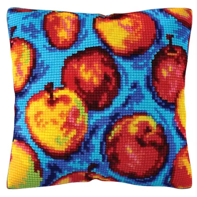 Image de CDA coussin à broder au point de croix paquet "Pattern-äpfel", imprimé, 40x40cm
