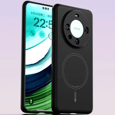 Obrázek produktu pro Magnetické pouzdro pro Huawei Mate 60 Pro/Mate 60 Pro+, kompatibilní s MagSafe, tekutý silikon, nárazuvzdorné a odolné proti poškrábání Černá