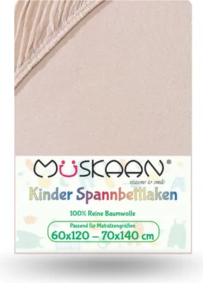Produktbild von Jersey Kinder Spannbettlaken 60x120 cm - 70x140 cm Beige 100% Baumwolle