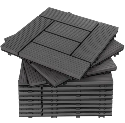 Produktbild von DEUBA® WPC Fliesen 30x30 cm Stecksystem Zuschneidbar Drainagesystem Terrasse Balkon Garten Klickfliesen Mosaik Anthrazit