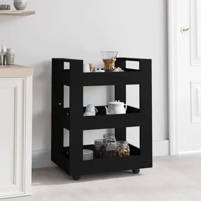 Image de The Living Store Chariot de cuisine Noir 60x45x80 cm Bois composite
