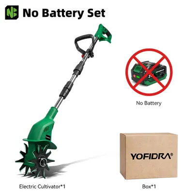 Image de Fraise rotative électrique et cultivateur - Fraise rotative de jardin à double lame - Appareil sans fil 21V - 800 tr/min - Pour le travail du sol en jardin - Sans batterie