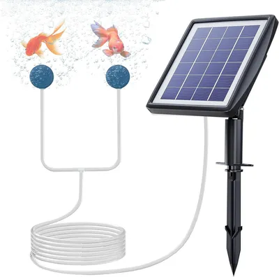 Productafbeelding van Vijverbeluchter Zonne-energie - Zuurstofpomp Aquarium - Vijver Helder Houden - 2 Beluchtingsmodi - 3 Meter Slang - Zwart