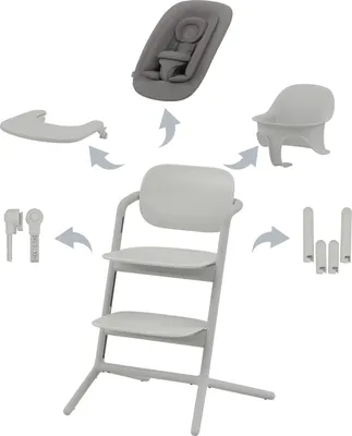 Produktbild von CYBEX Lemo 4-in-1, Multifunktions-Hochstuhl, Gepolsterter Sitz, Grau, Einfarbig, 5-Punkt, Aluminium, Kunststoff