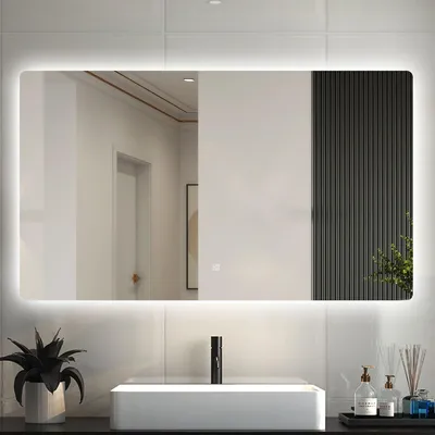 Produktbild von LED Spiegel mit Beleuchtung Badezimmerspiegel 120x80cm Kaltweiß Dimmbar Wandspiegel mit Touch- und Wandschalter Speicherfunktion