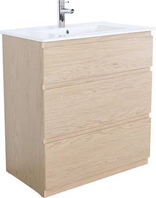 Produktbild von Einzelwaschtischunterschrank 80cm - mit Keramik-Waschtischplatte SORRENTO