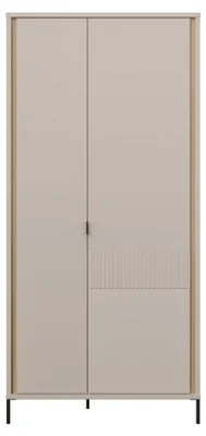 Produktbild von Furniture24 Kleiderschrank Seravel Svls821R-Q112 2-Türig Mit Kleiderstange Und Einlegeböden - Beige