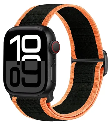 Image de Bracelet de rechange élastique en nylon noir pour Apple Watch Series 11, 10 (46 mm) / 9, 8, 7 (45 mm) / 6, SE (5, 4, 44 mm)