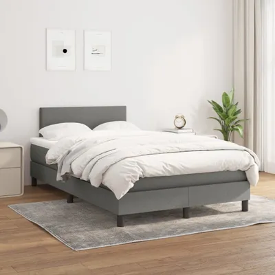 Produktbild von The Living Store Boxspringbett mit Matratze Dunkelgrau 120x200 cm Stoff