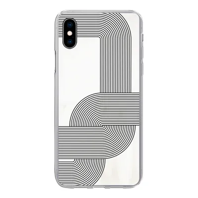 Produktbild von MuchoWow® Handyhülle Schutzhülle Hülle für iPhone Xs Kunst - Schwarz - Weiß - Linie Silikon Softcase Handy Hülle - Handytasche